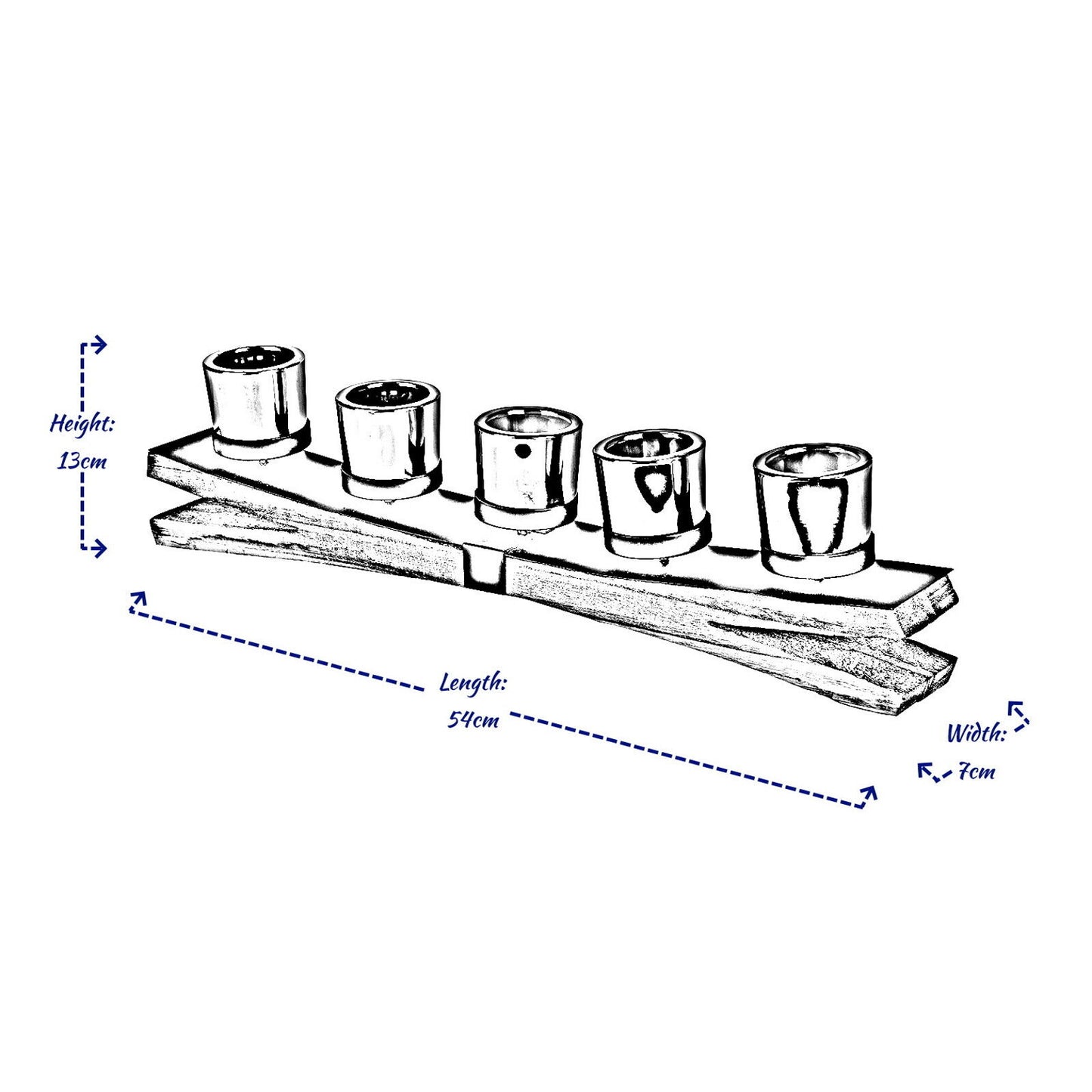 5-Piece Glass Tealight Candle Holder Set with Wooden Tray for Table Centerpiece Decoration - Christmas Edition